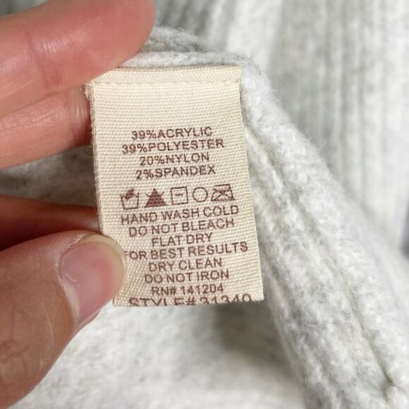 New Hem & Thread Large L Gray Striped Sleeve Open Front Cardigan Sweater Cozy - Picture 11 of 13